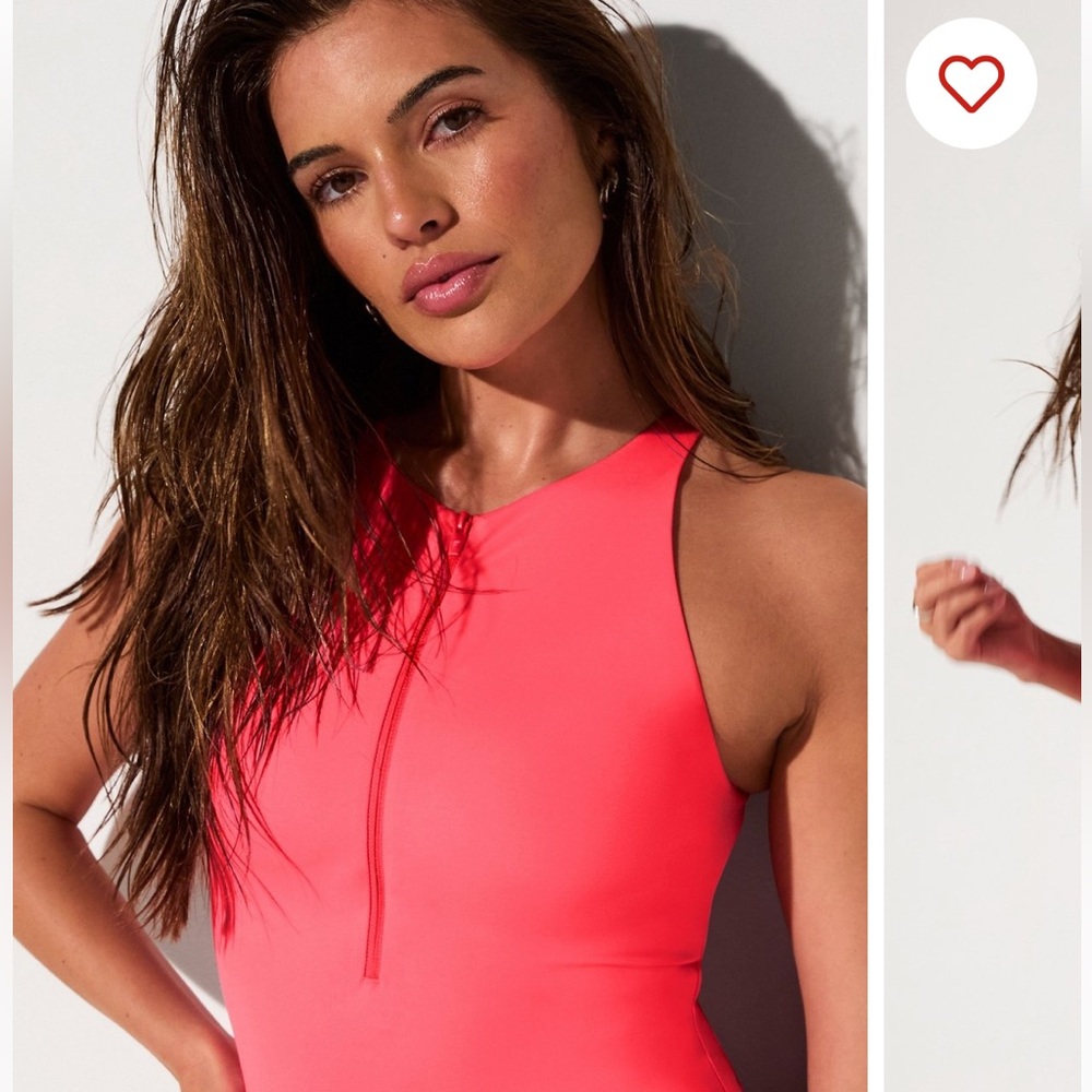 Fabletics Pink Punch Neon One-Piece Zip Front Swimsuit SZ L NWT - Picture 4 of 6